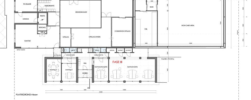 Plattegrond uitbreiding fase III